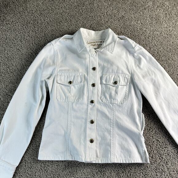 Lauren Jeans Co Ralph Lauren Jacket Womens Medium Denim Utility Button Up READ - Picture 3 of 16